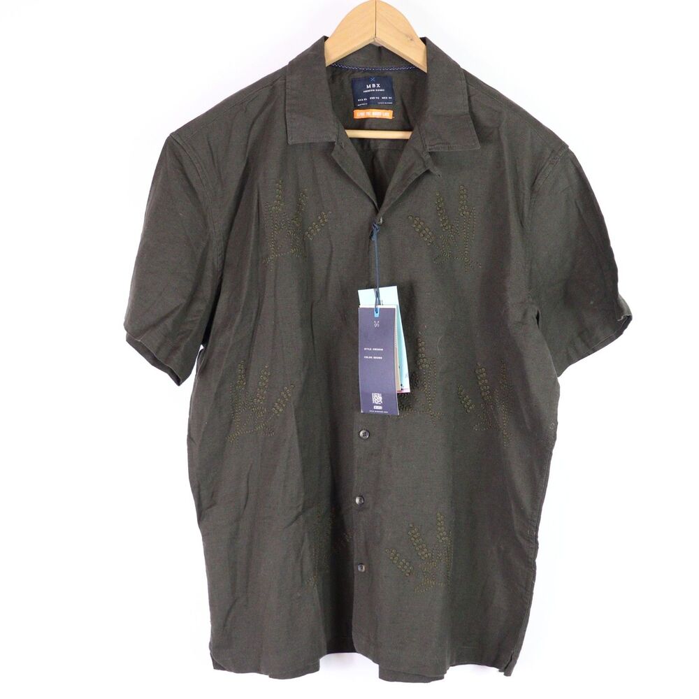 NWT MBX Premium Goods Texture Woven Button Down Shirt XL
